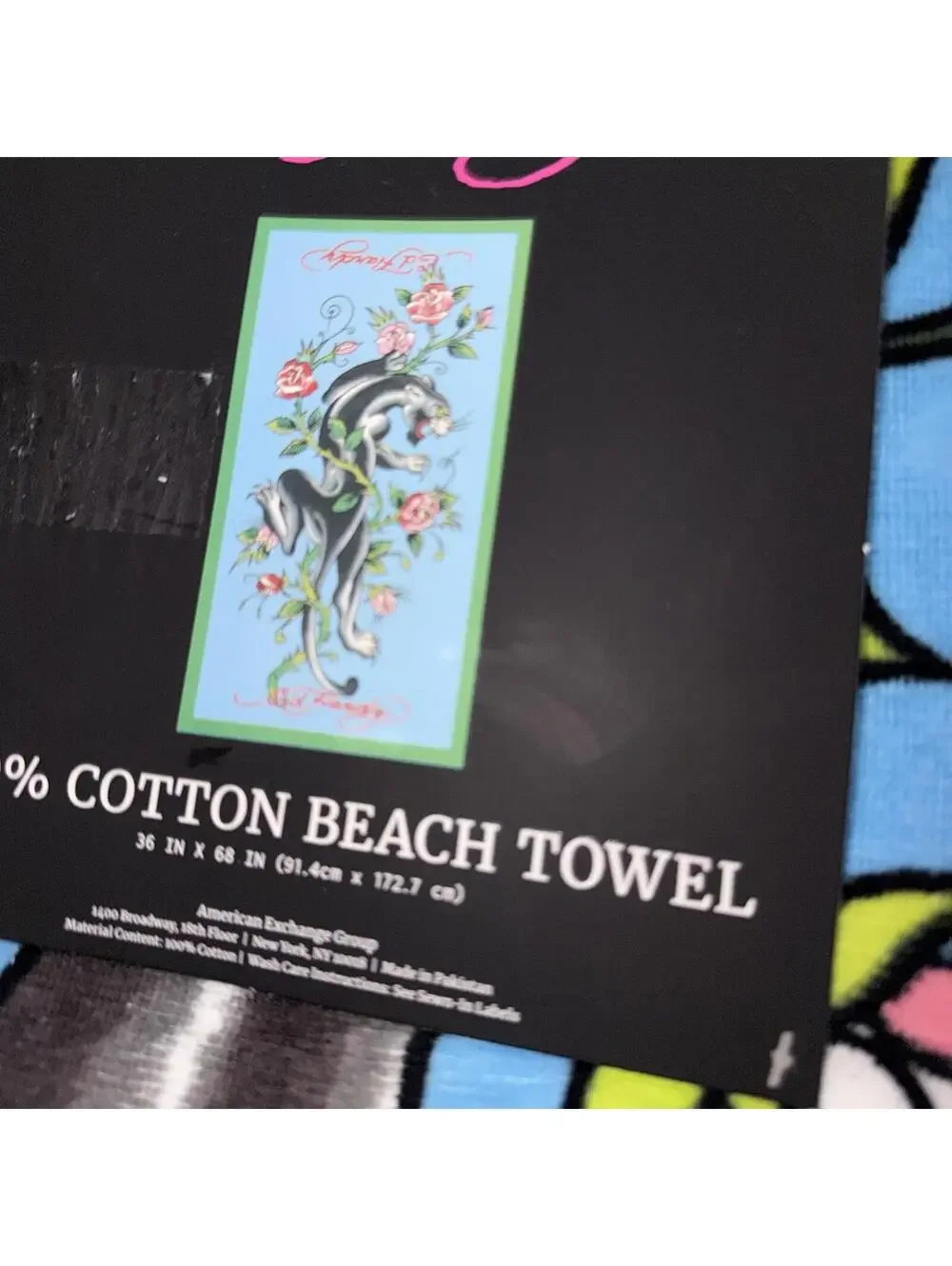 AUTHENTIC ED HARDY 100% COTTON BEACH TOWEL, 36